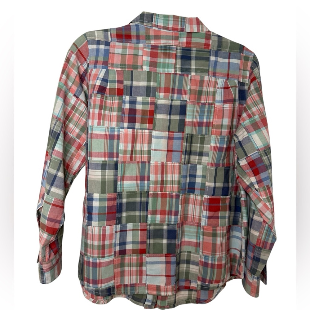 L.L Bean Madras Plaid Patchwork Button Adjustable… - image 2